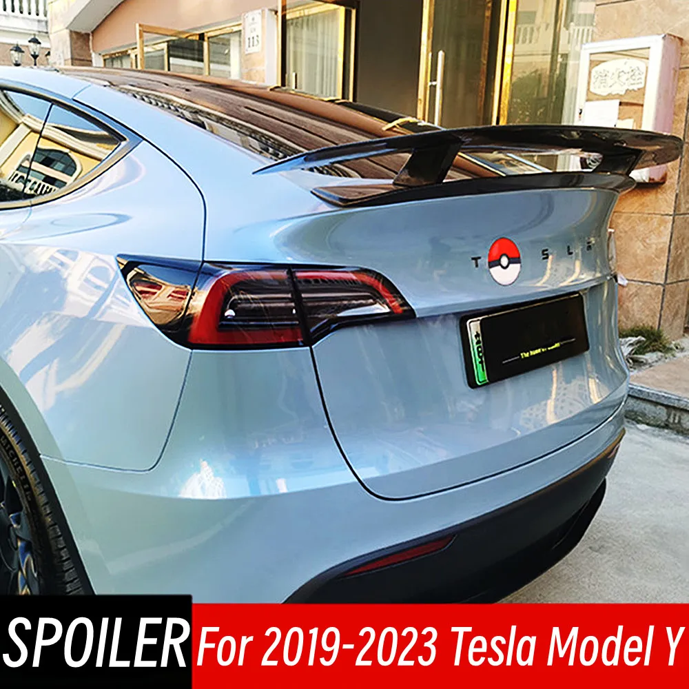 

For Tesla Model Y 2019 20 21 22 23 Real Carbon Fiber Rear Trunk Lid Boot Lip Spoiler Wings Car Exterior Tuning Accessories Part
