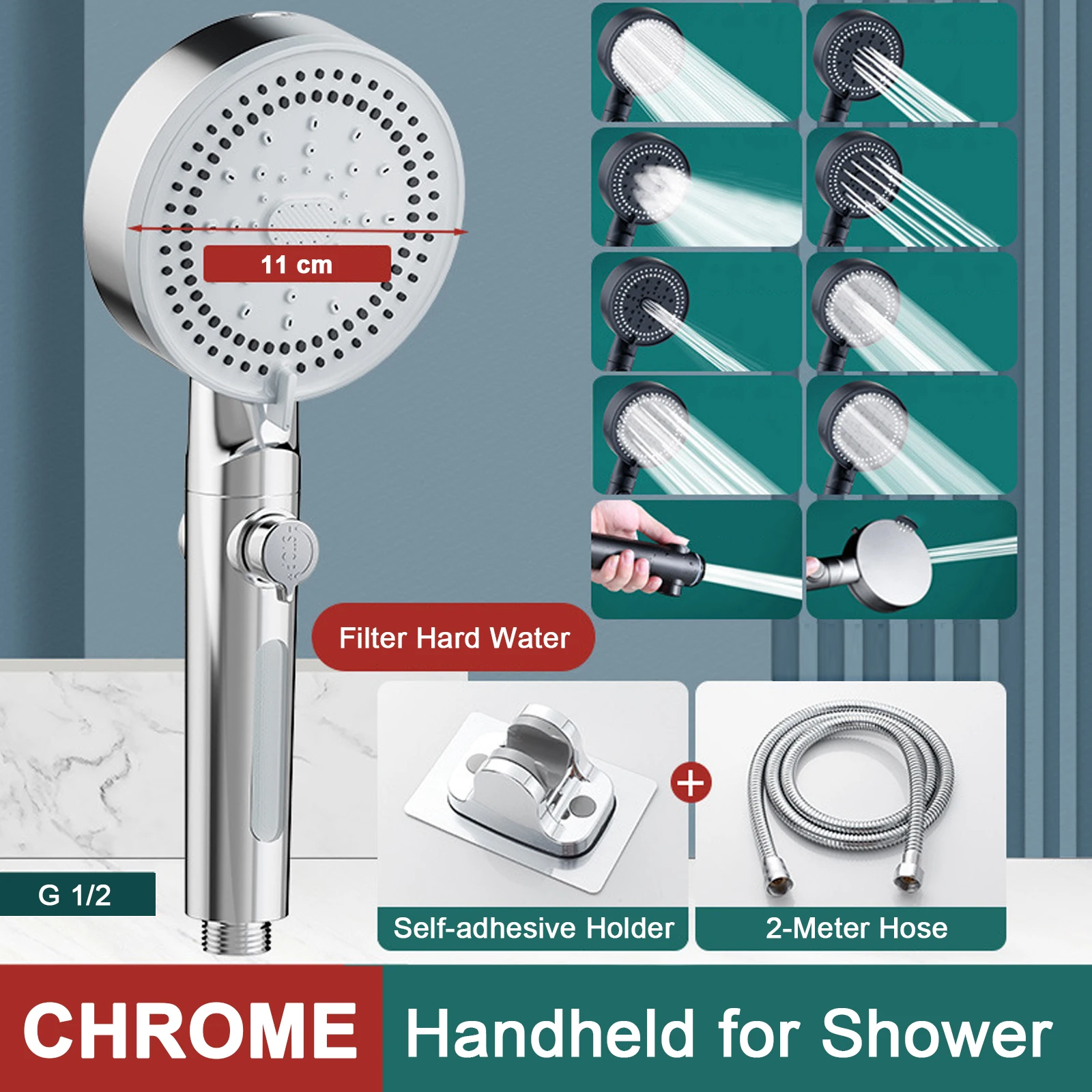 10 Modes Bathroom Shower Head Handheld High-Pressure Water Saver Showerhead Portable Black Rainfall Massage Shower Nozzl 29 Mallzona S91ab0e96b16848258d2675da8af5d8f52 10 Modes Bathroom Shower Head Handheld High-Pressure Water Saver Showerhead Portable Black Rainfall Massage Shower Nozzl Mallzona