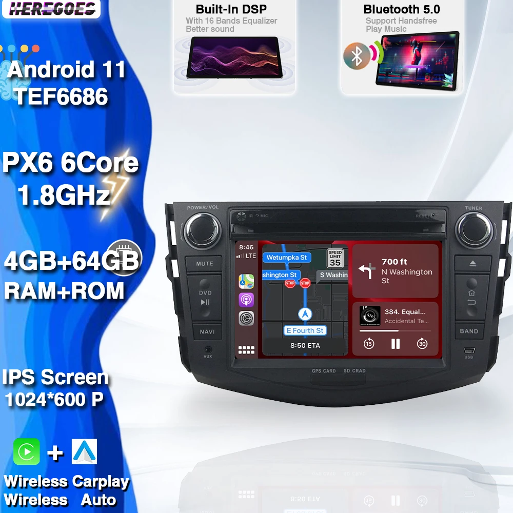 

Carplay DSP 2 Din Android 11 Car DVD Player For Toyota RAV4 Rav 4 2005-2013 Navigation Radio Stereo GPS Bluetooth Wifi Head Unit