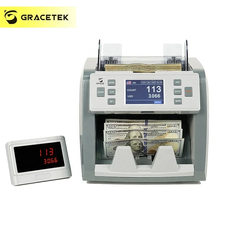 

220V Dual CIS Bill Counter Money Checker Counting Money Machine Solution with LCD Display and Serial Number Printing