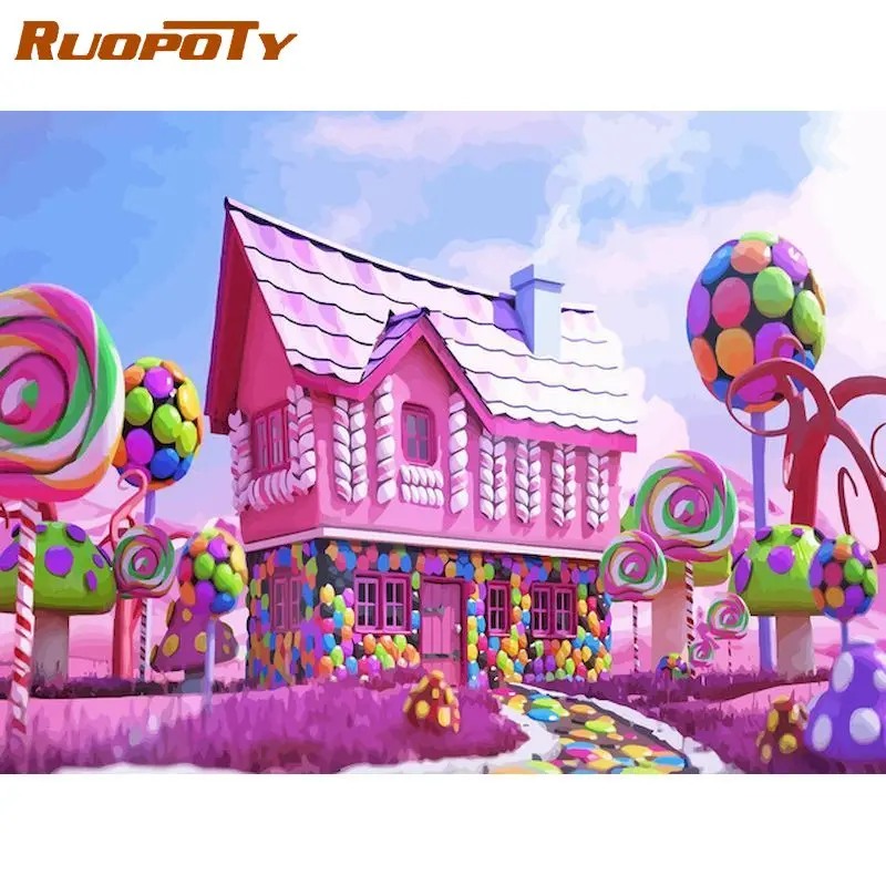 RUOPOTY Picture By Numbers For Adults HandPainted 40x50cm Frame Oil Paint Pink Candy House Scenery Oil Painting Wall Decoration
RUOPOTY Picture By Numbers For Adults HandPainted 40x50cm Frame Oil Paint Pink Candy House Scenery Oil Painting Wall Decoration