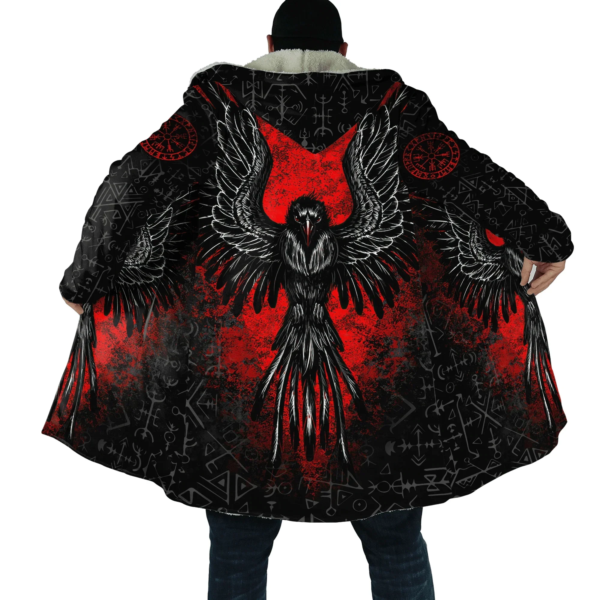 Men's Fashion Winter Hooded Cape Wolf Tattoo Dragon Rune 3D Printed Thick Wool Hooded Coat Unisex Street Casual Warm Cape Coat
Men's Fashion Winter Hooded Cape Wolf Tattoo Dragon Rune 3D Printed Thick Wool Hooded Coat Unisex Street Casual Warm Cape Coat