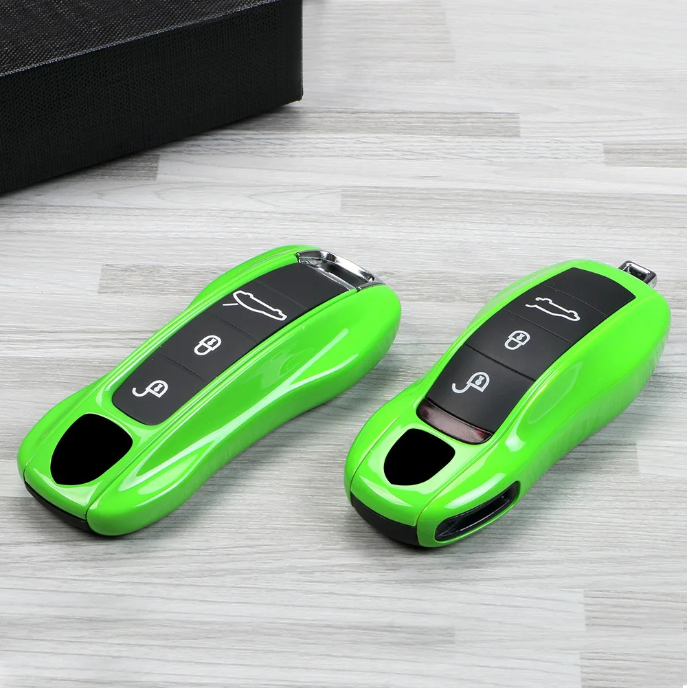 

Original Lacquer Lizard Green Car Key Case Cover Shell Suitable for Porsche Cayenne Macan 911 Panamera 718 Taycan Cayman Boxster