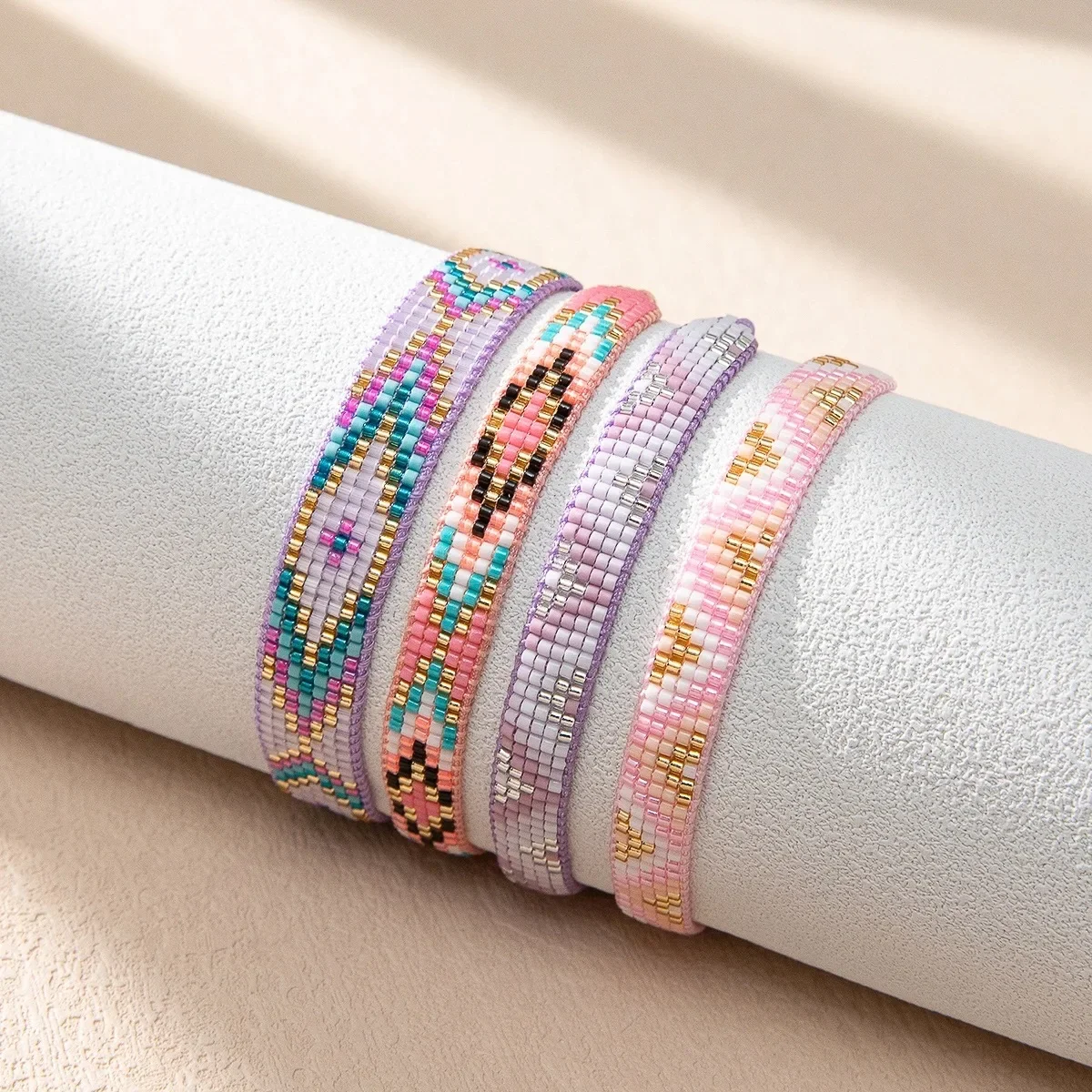 

Beaded bracelet Geometry Pattern Triangular star Fashion Simplicity Hand weaving Bohemia Adjustable Rice bead bracelet