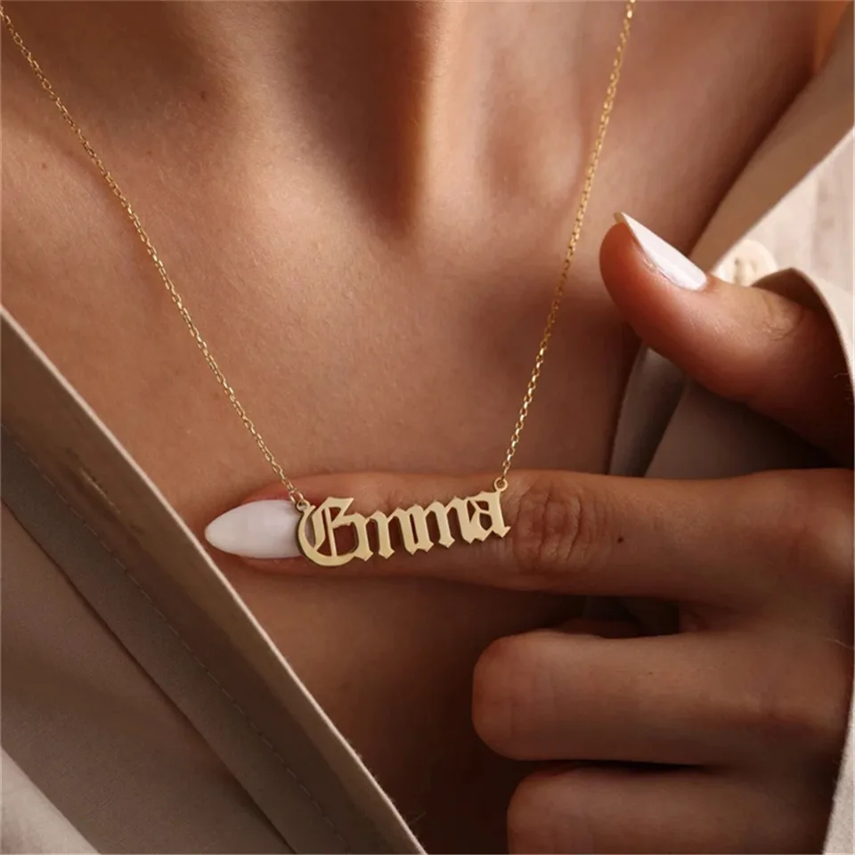 

Custom Name Necklace for Women Personalised Cursive Letter Pendant Stainless Steel Jewelry Men Chain Choker Collar Personalizado