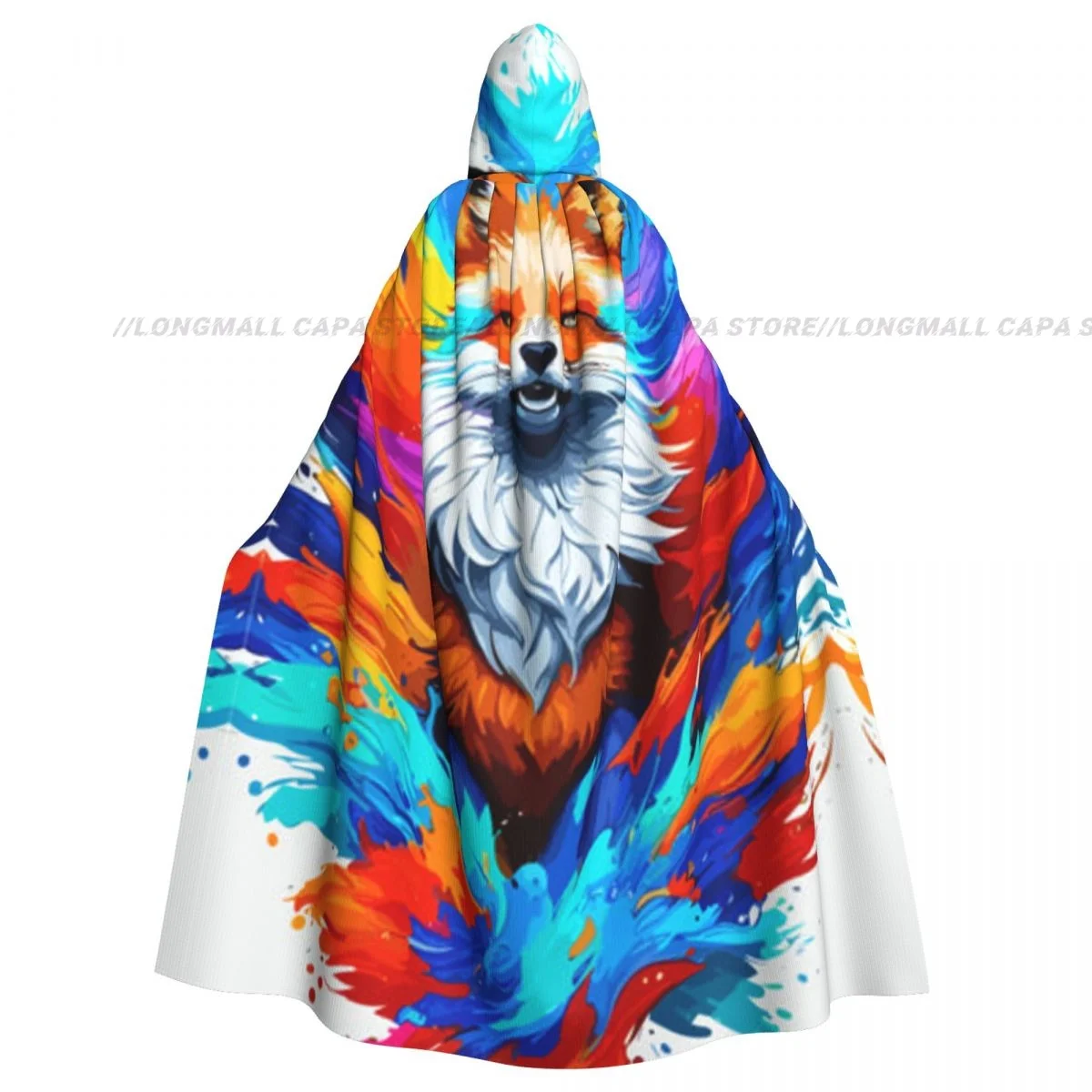 

Witch Cloak Colorful Fox Splashes Halloween Cosplay Costume Unisex Adult Cloak Retro Ages Cape