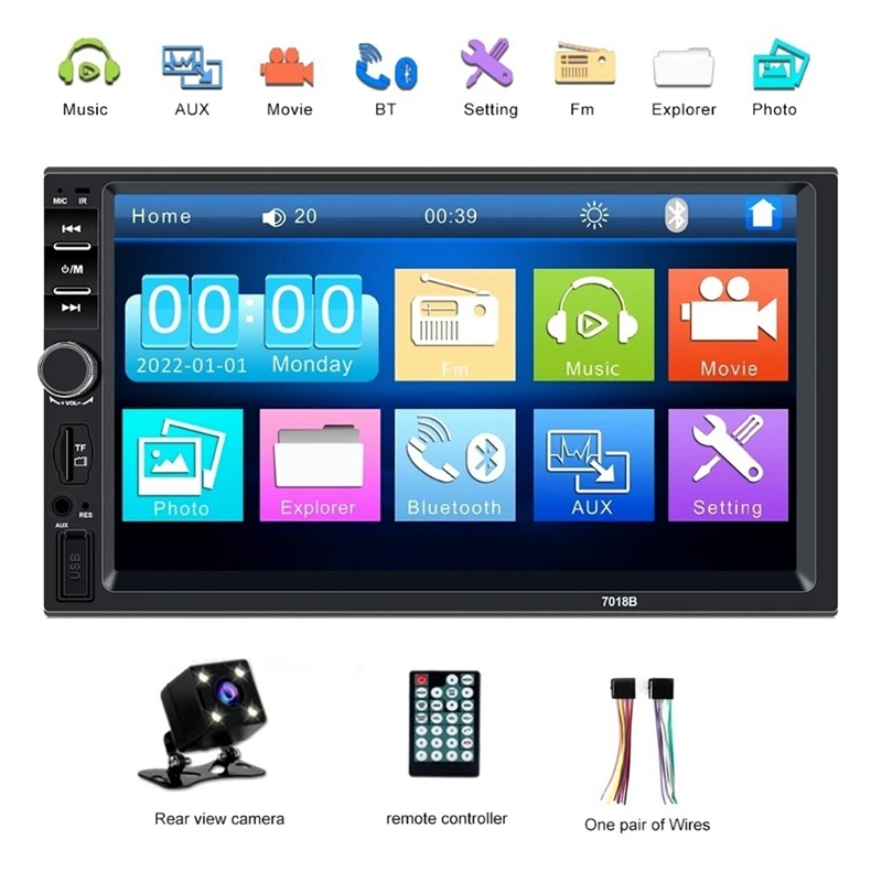 Universal 7Inch 2 Din Car Radio Recorder Player Touch Screen Stereo Player With Camera 7018B
Universal 7Inch 2 Din Car Radio Recorder Player Touch Screen Stereo Player With Camera 7018B