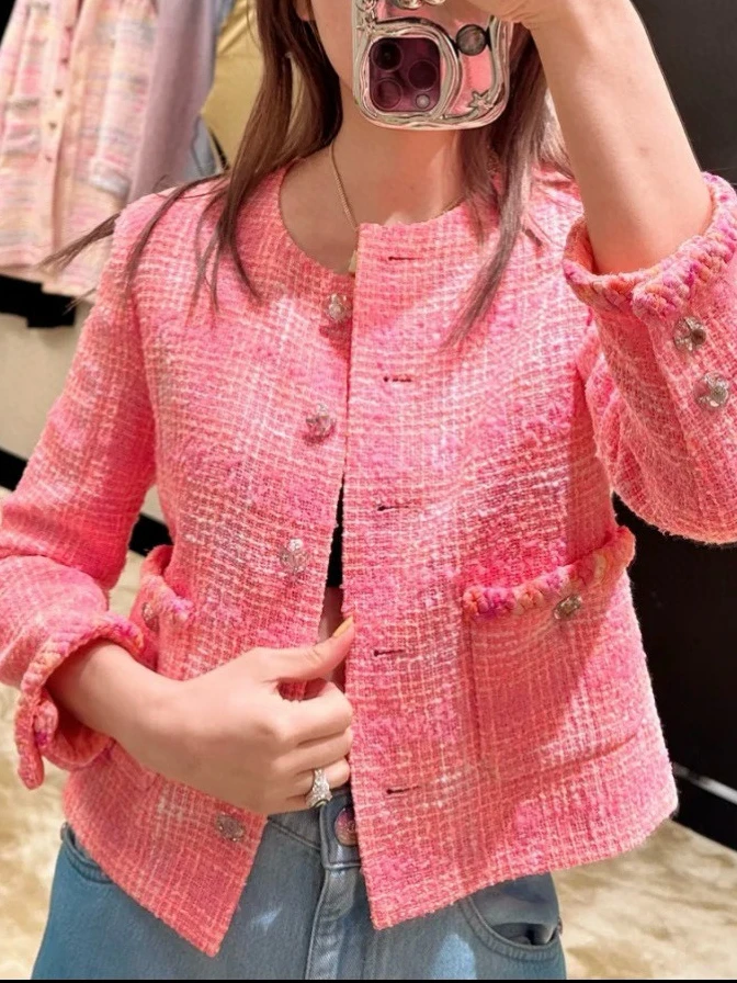 Single Breasted Pink Coat Female Short Tweed Jackets Elegant Ladies 2024 Autumn Spring Vintage Korean Weave Jacket Women Tops
Single Breasted Pink Coat Female Short Tweed Jackets Elegant Ladies 2024 Autumn Spring Vintage Korean Weave Jacket Women Tops