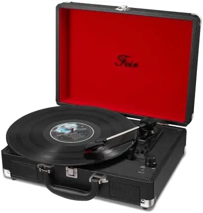

Vinyl Record Bluetooth with Speakers 3 Speed Portable Turntable Suitcase in 2 Speakers Line Out AUX Headphone Jack PC Recorde