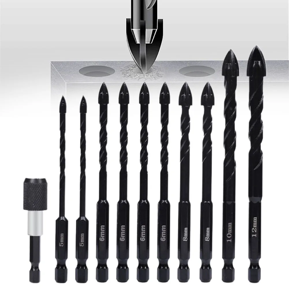 11pcs 5/6/8/10/12mm Hex Tile Drill Bits Hard Alloy Triangle Ceramic Concrete Extension Hole Opener Tools Accessories
11pcs 5/6/8/10/12mm Hex Tile Drill Bits Hard Alloy Triangle Ceramic Concrete Extension Hole Opener Tools Accessories