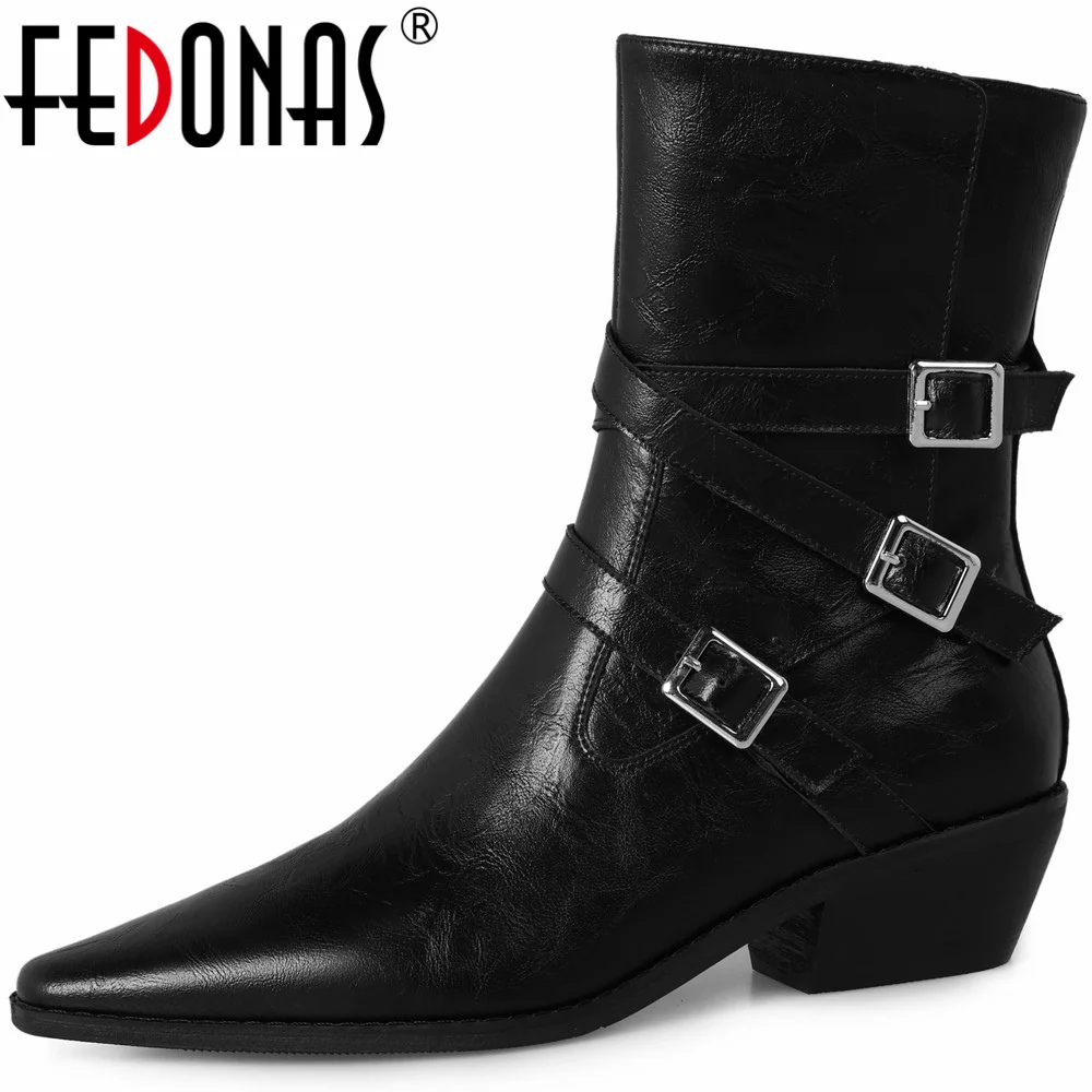 FEDONAS Women Ankle Boots Autumn Winter Retro Western Boots Genuine Leather Belt Buckle Thick Heels Casual Working Shoes Woman
FEDONAS Women Ankle Boots Autumn Winter Retro Western Boots Genuine Leather Belt Buckle Thick Heels Casual Working Shoes Woman