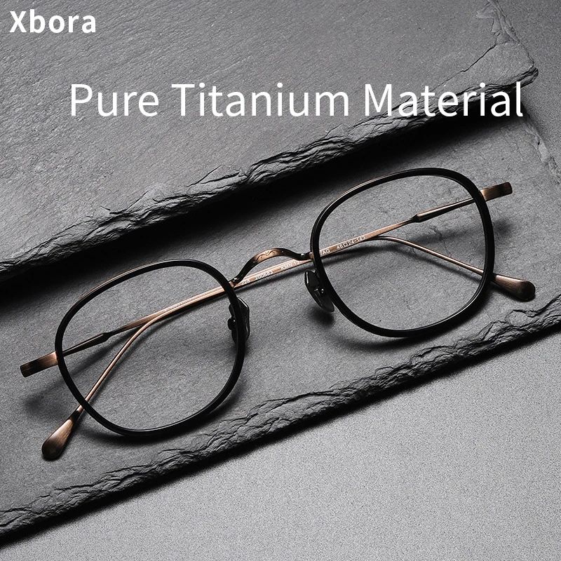 

Xbora Classic Round Men's And Women's Prescription Glasses Frames Retro Vacuum IP Electroplated Pure Titanium Eyeglasses KMN137