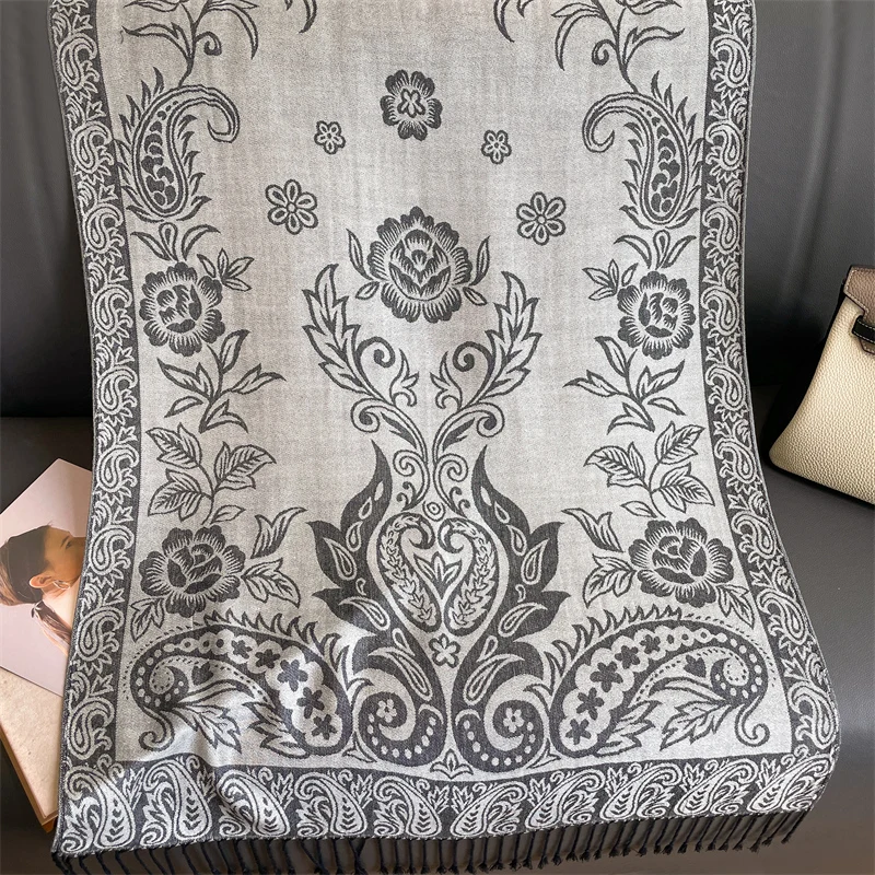 Luxury Pashmina Silk Scarf Shawl Wrap Paisley Jacquard Flowers Borders Layers Reversible Classic Tassels For Women 70X190cm 39 Mallzona S91bc4094571244f0a44ed0e62fcbdcd7T Luxury Pashmina Silk Scarf Shawl Wrap Paisley Jacquard Flowers Borders Layers Reversible Classic Tassels For Women 70X190cm Mallzona