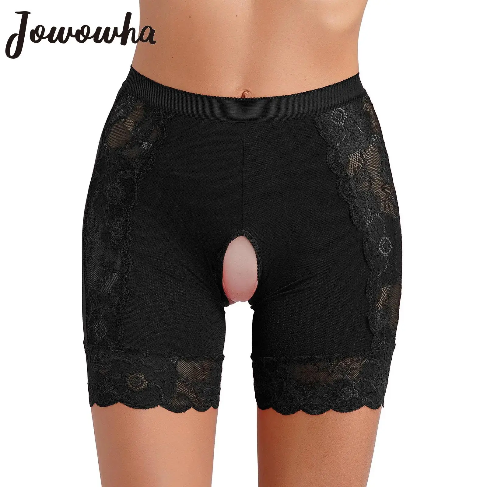 

Womens Lace Crotchless Underwear Knickers High Waist Safety Shorts Briefs Boyshorts Open Crotch Panties Sexy Nightwear Clubwear