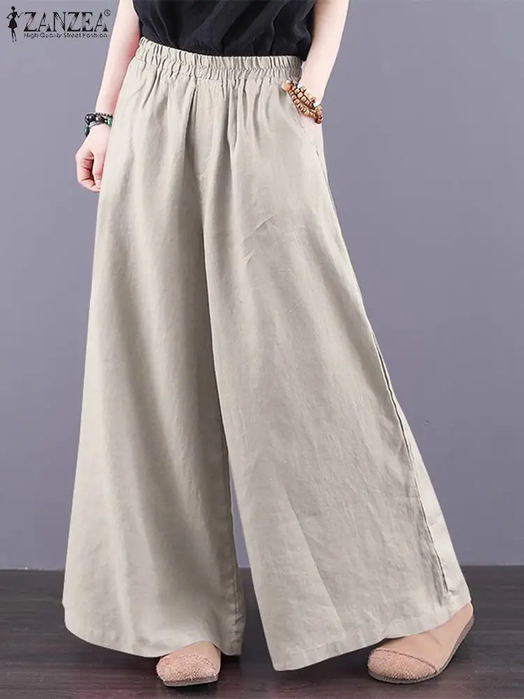 ZANZEA Woman Fashion Trousers Vintage Wide Leg Pant Autumn Solid Color Pants Female Casual Cotton Elastic Waist Palazzo Oversize
ZANZEA Woman Fashion Trousers Vintage Wide Leg Pant Autumn Solid Color Pants Female Casual Cotton Elastic Waist Palazzo Oversize