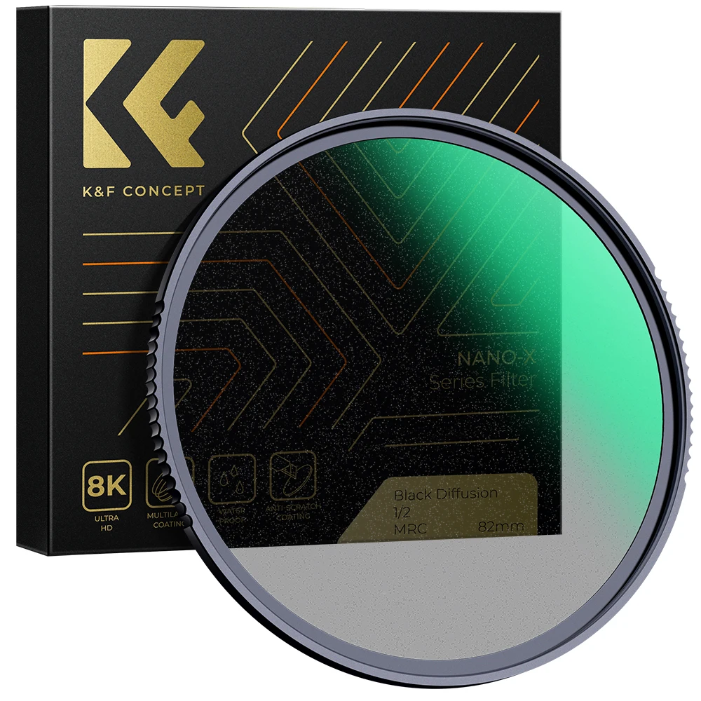 

K&F Concept 82mm Black Diffusion Soft 1/2 1/1 Filter Mist Cinematic Effect Lens Filter with 28 Multi-Layer Coatings Waterproof