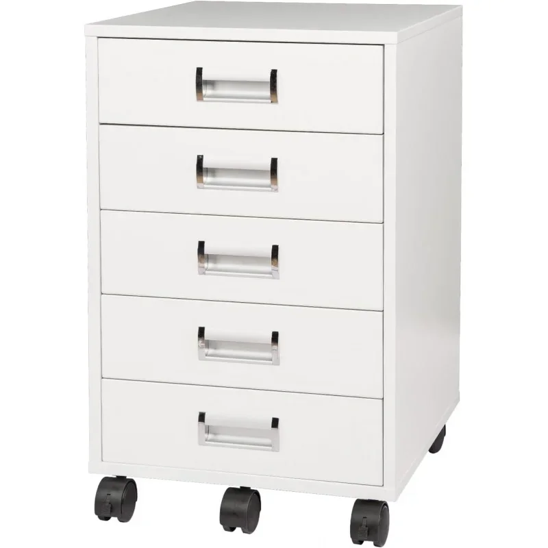 

TOPSKY 5 Drawer Mobile Cabinet Fully Assembled Except Casters Built-in Handle (White)