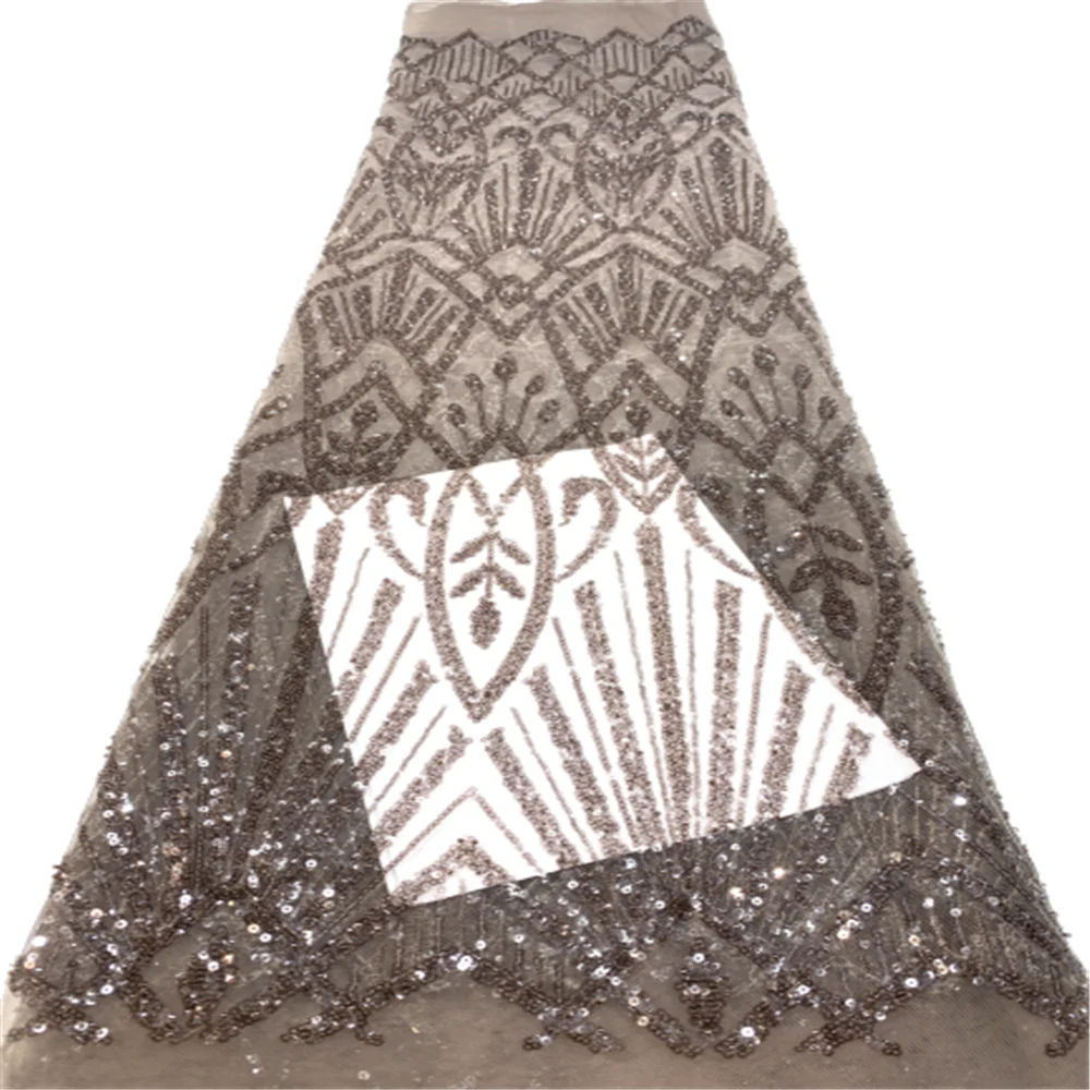 

Африканская кружевная французская Тюлевая ткань с блестками, 5 ярдов, 2023, Высококачественная нигерийская сетчатая ткань с вышивкой и аппликацией для пошива платья