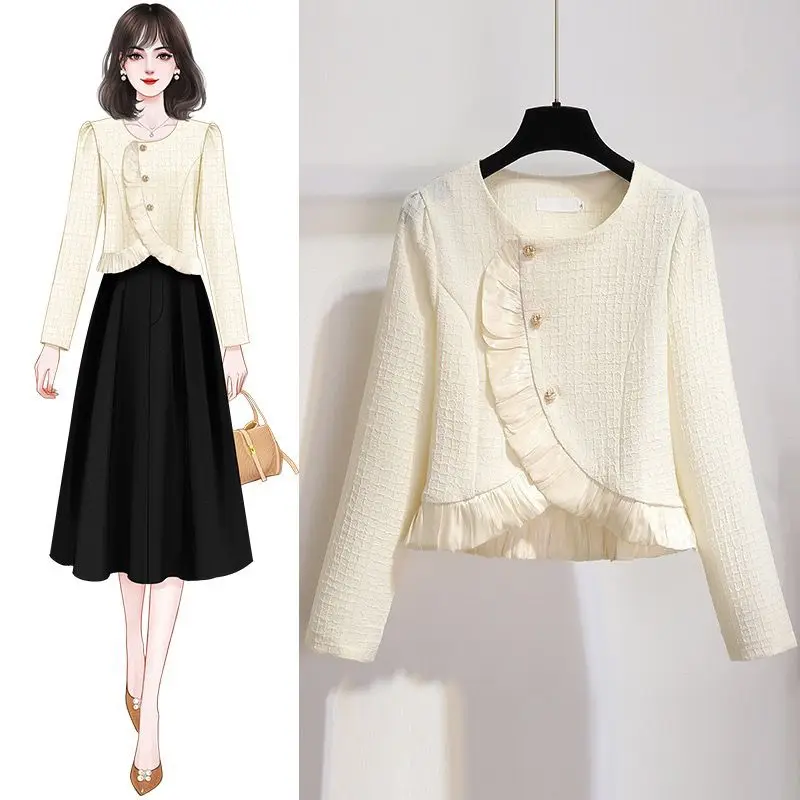 2023 New Style of Small Fragrance Short Shirt Female Design Sense Early Spring High-grade French Ruffled Edge Cblouse
2023 New Style of Small Fragrance Short Shirt Female Design Sense Early Spring High-grade French Ruffled Edge Cblouse