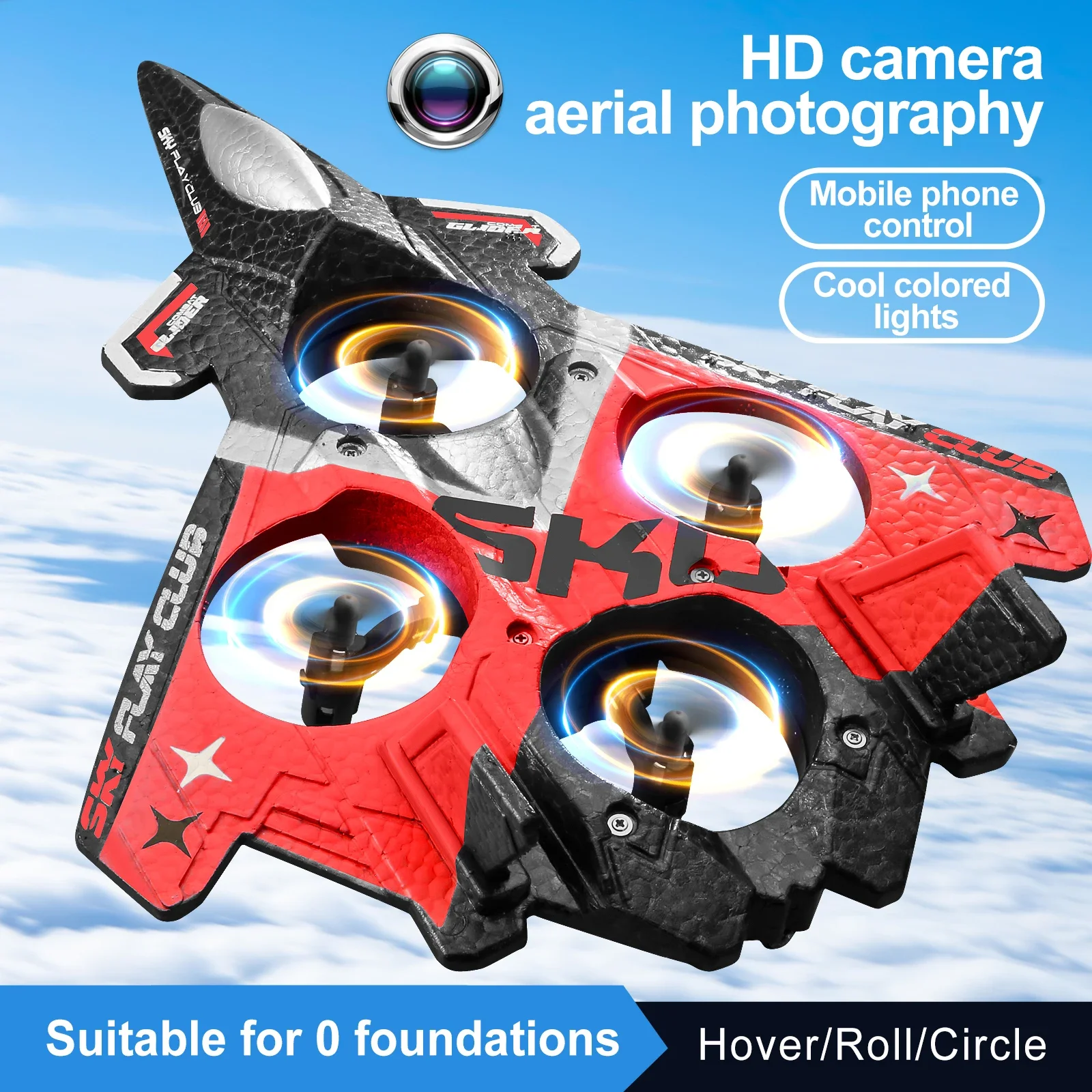 RC Plane HD Camera Aerial Photography Phone Remote Control Plane Led Rollover 360° Hover/Roll/Circle EPP FOUR-MOTOR Drone Toys
RC Plane HD Camera Aerial Photography Phone Remote Control Plane Led Rollover 360° Hover/Roll/Circle EPP FOUR-MOTOR Drone Toys