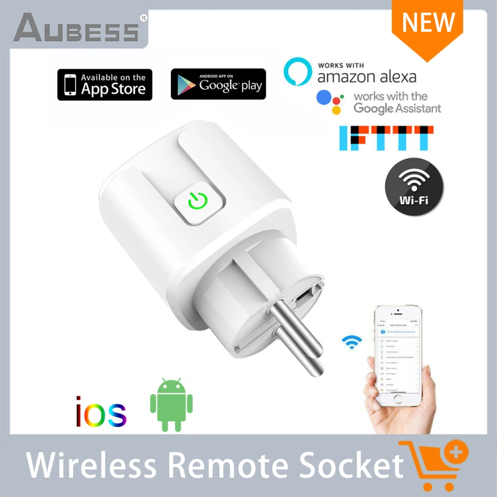 Aubess EU Plug WIFI Wireless Remote Socket Intelligent Voice Control Timer Home Fire Proof PC Smart | Электроника