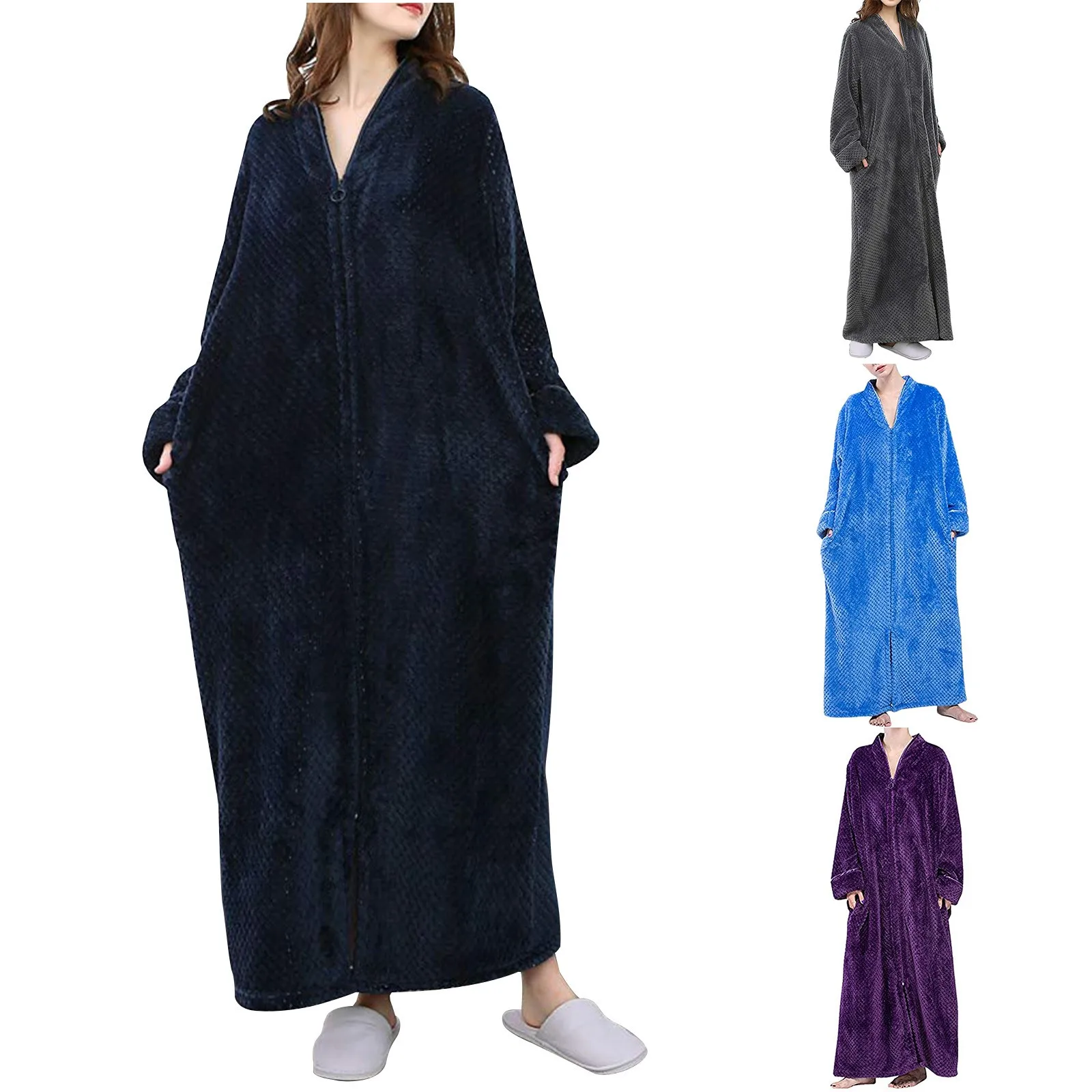 Women Winter Bathrobe Zipper Extra Long Jacquard Flannel Warm Bathrobe Loose Coral Fleece Bath Robe Solid Dressing Gown Robes
Women Winter Bathrobe Zipper Extra Long Jacquard Flannel Warm Bathrobe Loose Coral Fleece Bath Robe Solid Dressing Gown Robes