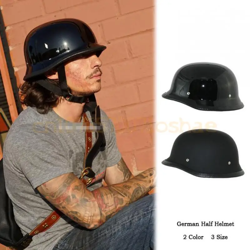 

High strength fiberglass classic World War II German mode 1/2 helmet. Suitable for Harley motorcycle protective helmet M35
