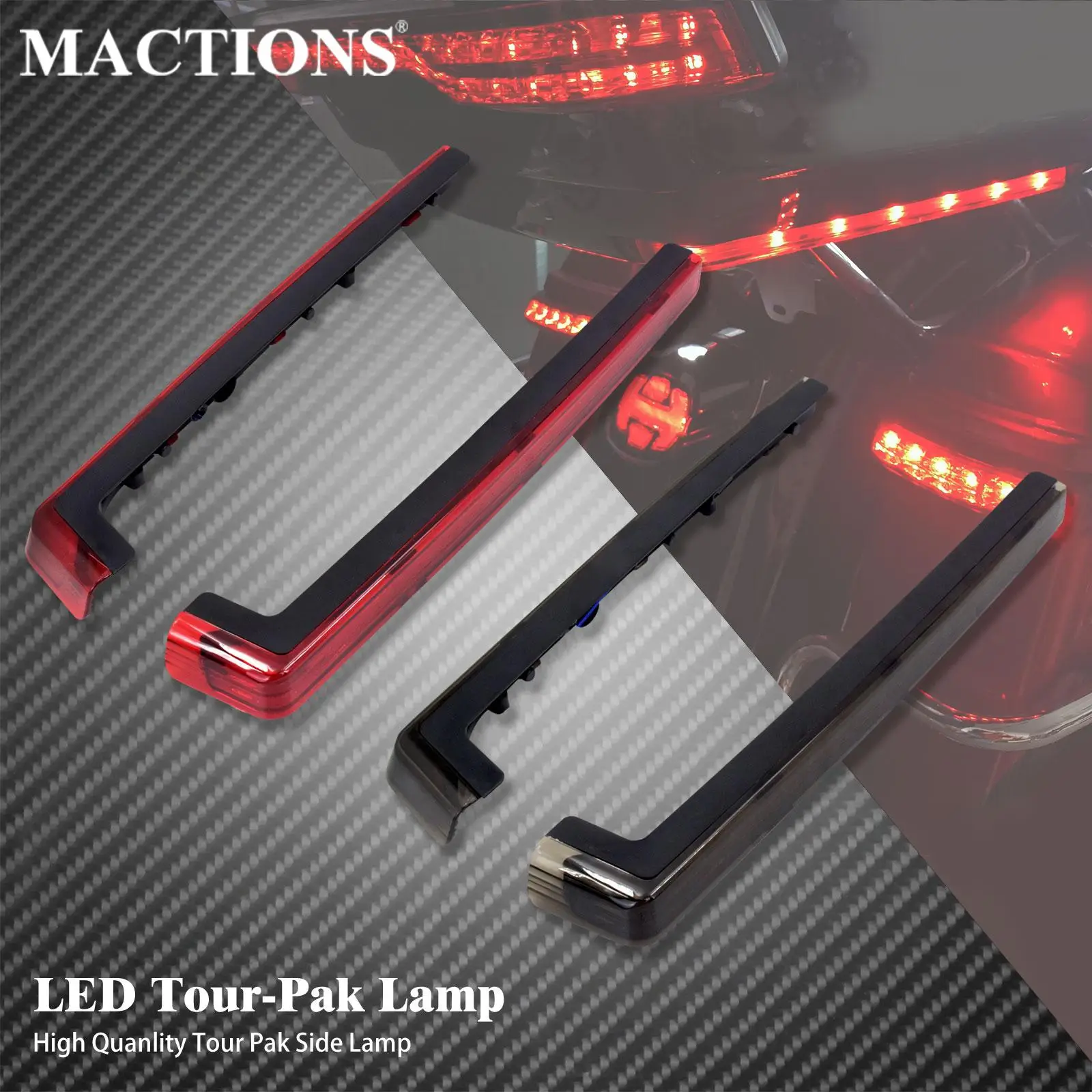 

Motorcycle Red/Smoke LED Tour Pak Pack Accent Side Panel Light For Harley Touring FLHR FLHX Road King Street Road Glide 2006-Up