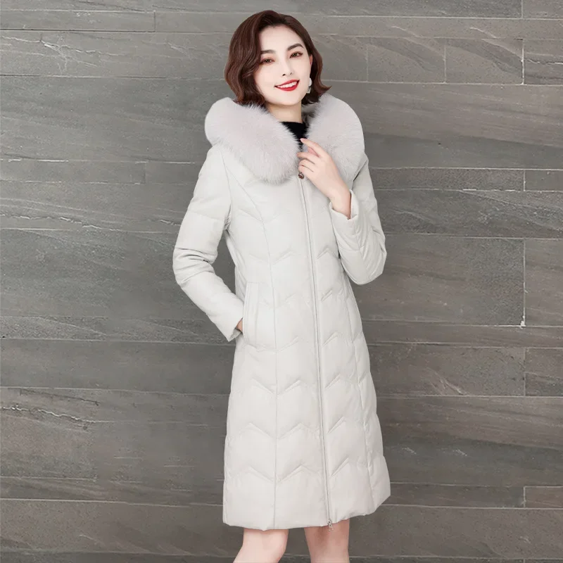 90% White Duck Down Coat Woman Hooded Winter Leather Jackets for Women Warm Puffer Jacket Parkas Fox Fur Collar Abrigos Mujer
90% White Duck Down Coat Woman Hooded Winter Leather Jackets for Women Warm Puffer Jacket Parkas Fox Fur Collar Abrigos Mujer