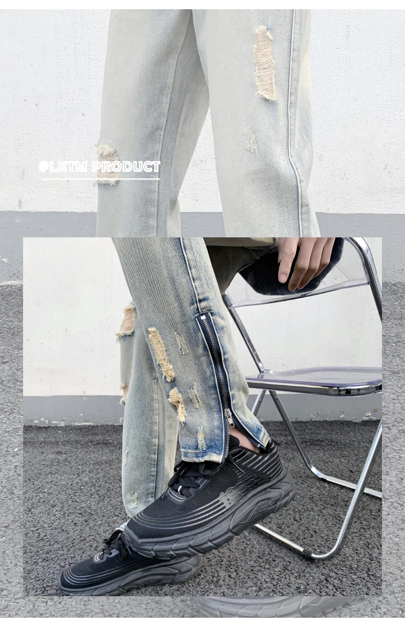 2023 Spring/Summer High Street Yellow Mud Perforated Jeans Men's Straight Fit Slim Pants
2023 Spring/Summer High Street Yellow Mud Perforated Jeans Men's Straight Fit Slim Pants