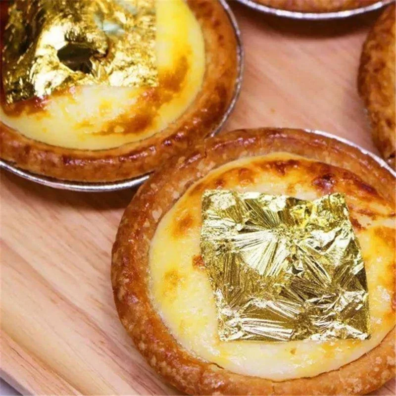 

2g Food Grade Shiny Gold Foil Schabin Flakes 24K Gold Silver Rose Gold Leaf Decorative Cake Dessert Kitchen Supplies