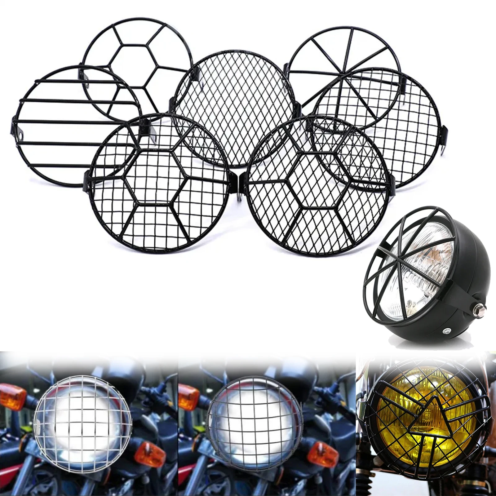 Universal 7inch Metal Retro Motorcycle Headlight Protector Cover Fit For Harley Triumph Honda HeadLamp Mesh Grille Lampshade
Universal 7inch Metal Retro Motorcycle Headlight Protector Cover Fit For Harley Triumph Honda HeadLamp Mesh Grille Lampshade