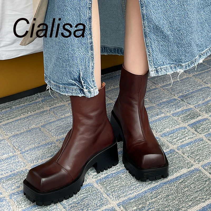 Cialisa Autumn Winter Platform Short Boots Women Vintage Genuine Leather Shoes Handmade High Quality Thick Heels Ankle Boots 40
Cialisa Autumn Winter Platform Short Boots Women Vintage Genuine Leather Shoes Handmade High Quality Thick Heels Ankle Boots 40