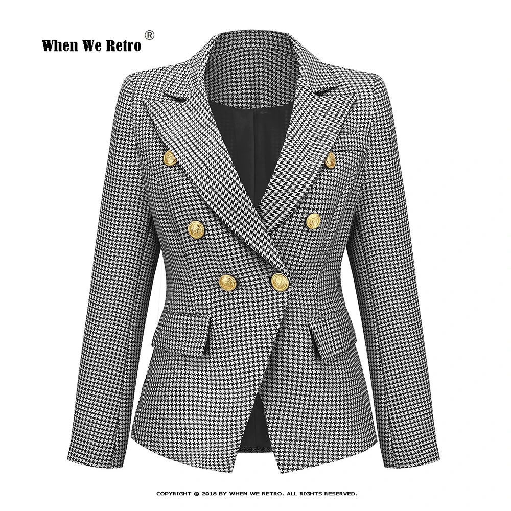 Women Suit Jacket Black Slim Fit Office Work European and American Style Lapel Collar Houndstooth Jackets Ladies Coat VD3425
Women Suit Jacket Black Slim Fit Office Work European and American Style Lapel Collar Houndstooth Jackets Ladies Coat VD3425