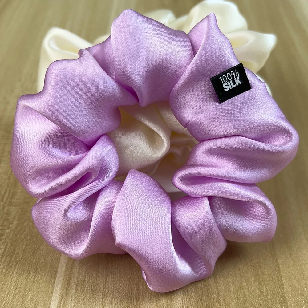 

100% Mulberry Silk Hair Scrunchies Elastic Rubber Band Hair Ties Big Large Gum Ropes Ponytail Holders for Women Girls 19 Momme
