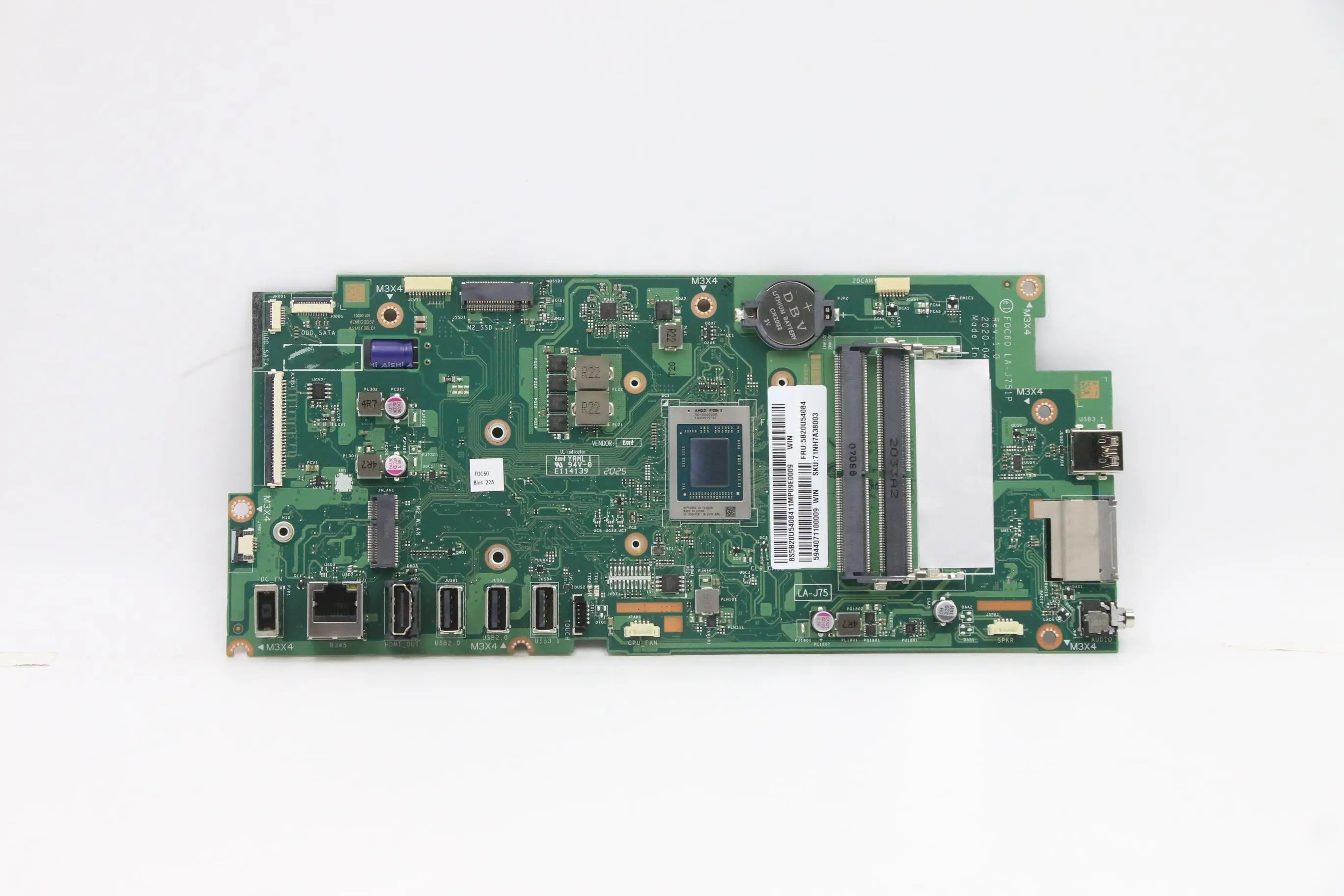 

SN LA-J751P FRU PN 5B20U54084 CPU R3-4300U UMA HDMI OUT Model compatible replacement ideacentre AIO 3-24ARE05 Laptop motherboard