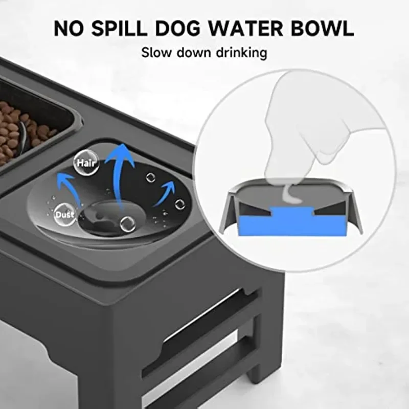 

Большая медленная миска, регулируемая поднятая миска для маленьких собак и собак для воды со средней поднятой кормушкой без пролива