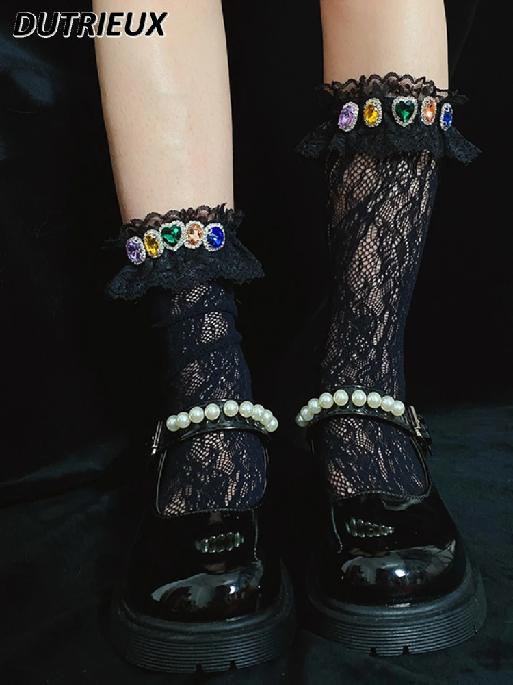 Sweet Diamond Lace Socks Female White Autumn Cotton Calf Sock Mid-Calf Lolita Socks Bunching Black Mary Jane Mesh Stockings Girl
Sweet Diamond Lace Socks Female White Autumn Cotton Calf Sock Mid-Calf Lolita Socks Bunching Black Mary Jane Mesh Stockings Girl
