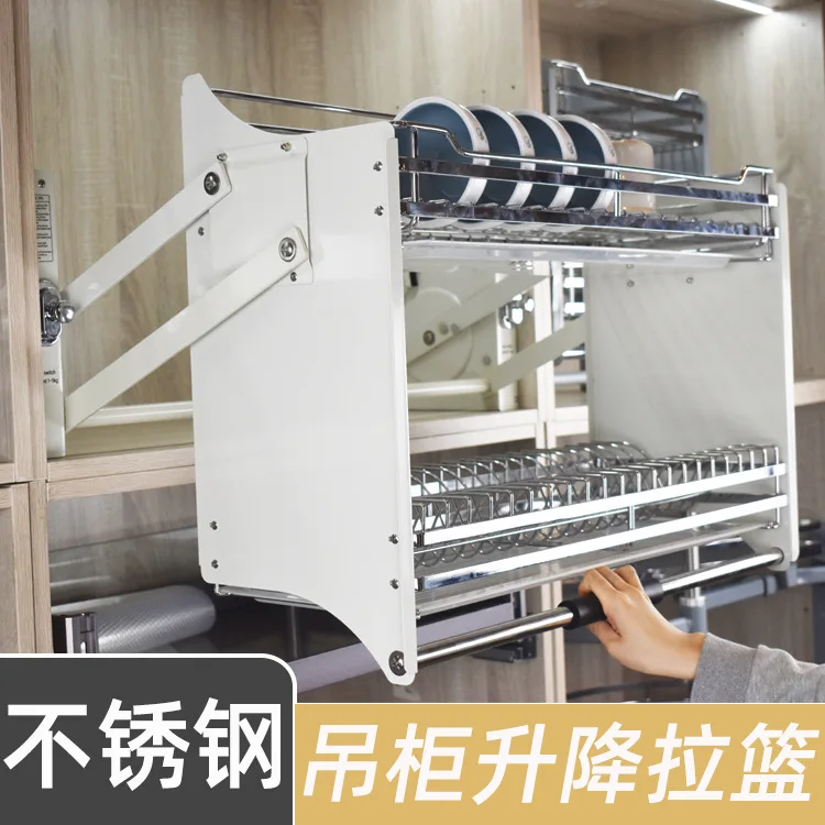 Household kitchen hanging cabinet lifting basket storage rack for storing cabinet specific storage
Household kitchen hanging cabinet lifting basket storage rack for storing cabinet specific storage
