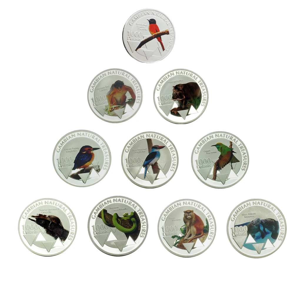 Colorful Birds Wildlife Animals Silver Plated Collectible Coins Set Africa Gambian Natural Treasumres Commemoarative Coins Gifts
Colorful Birds Wildlife Animals Silver Plated Collectible Coins Set Africa Gambian Natural Treasumres Commemoarative Coins Gifts