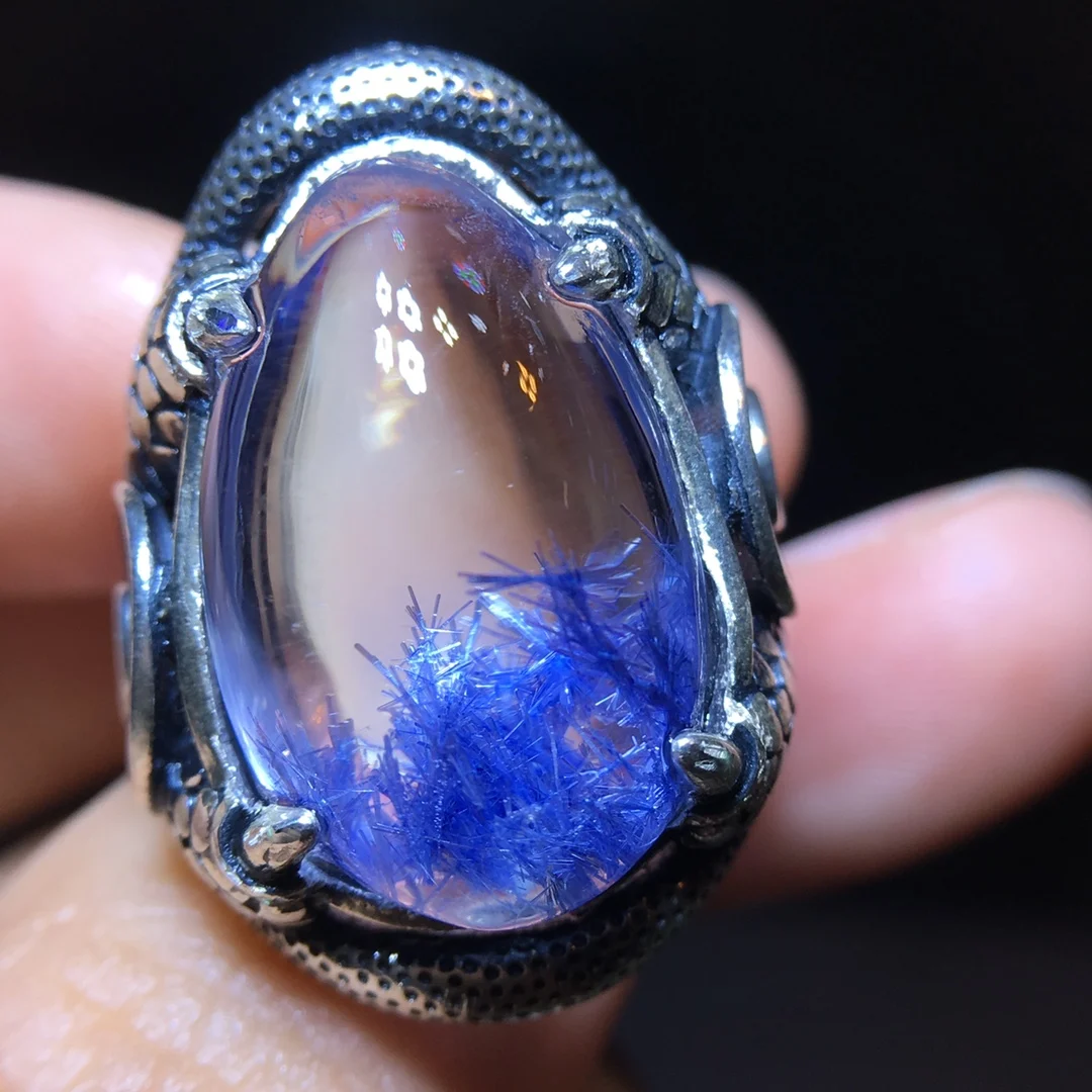 1Pcs/Lot Natural Hair Crystal Blue Line Stone Ring 925 Sterling Silver Adjustable Size Woman Man Jewelry Anillos Mujer Bijoux
1Pcs/Lot Natural Hair Crystal Blue Line Stone Ring 925 Sterling Silver Adjustable Size Woman Man Jewelry Anillos Mujer Bijoux