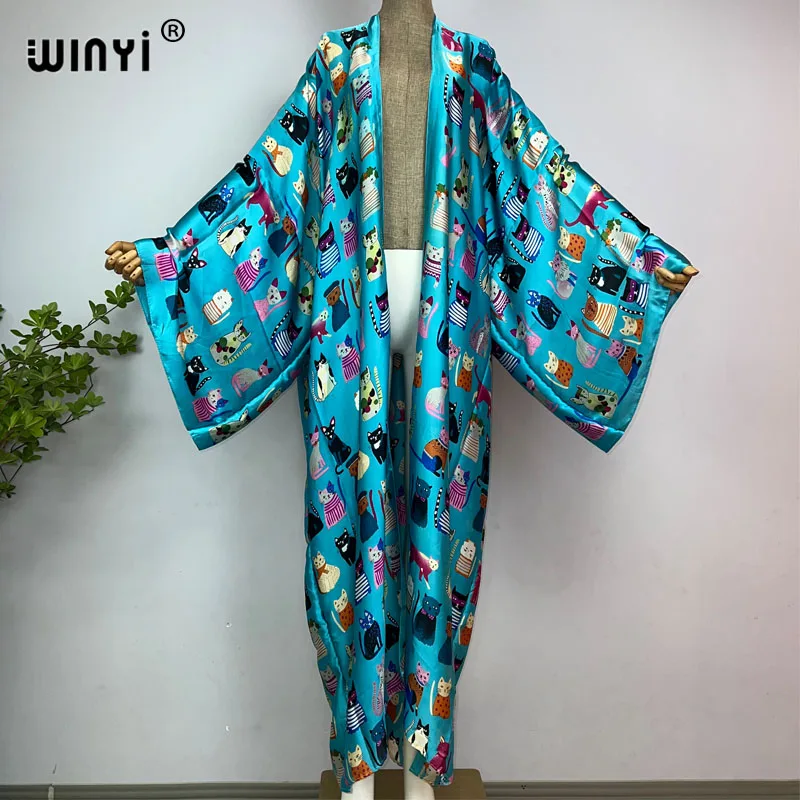 

Женское кимоно WINYI 2023 в американском стиле, женский кардиган, Стич, кафтан, коктейль, Сексуальная Пляжная накидка в стиле бохо, африканский праздник, халат с длинным рукавом