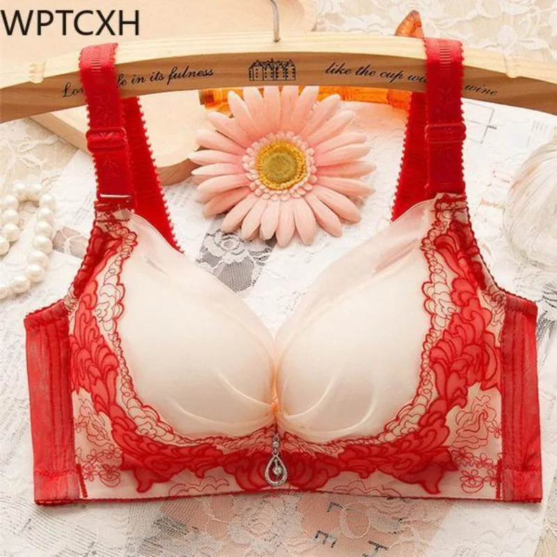 

Push Up Bras Women Sexy Lace Embroidery Bralette Wireless Seamless Brassiere Comfortable Gathered Anti-sag Female Lingerie