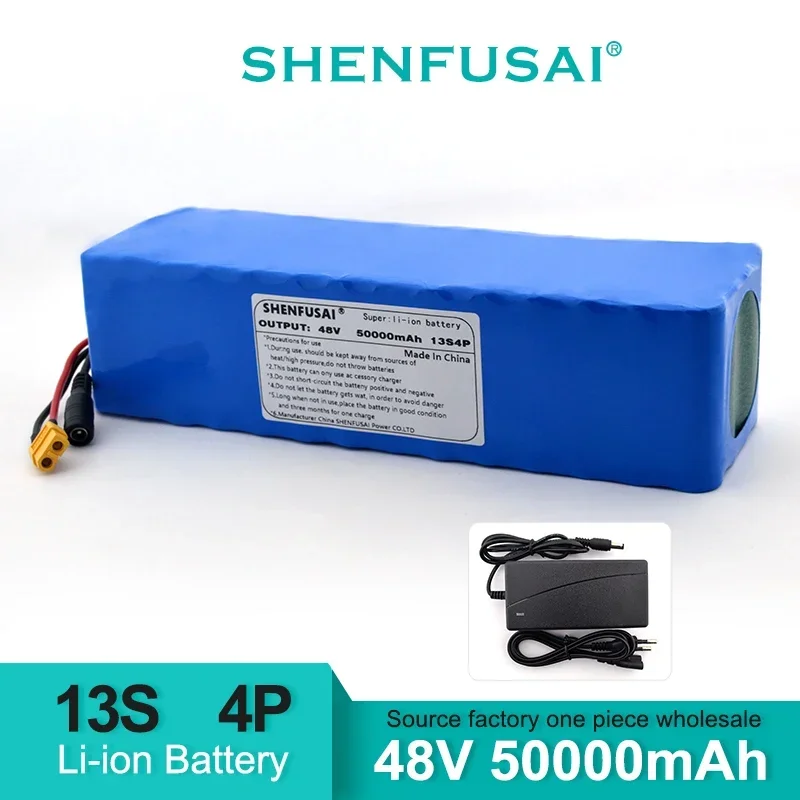 

13S4P 48V Electric bicycle tricycle lithium battery,13S4P, 50AH, 18650500W, 54.6V, 50000mAh original high-power battery+charger