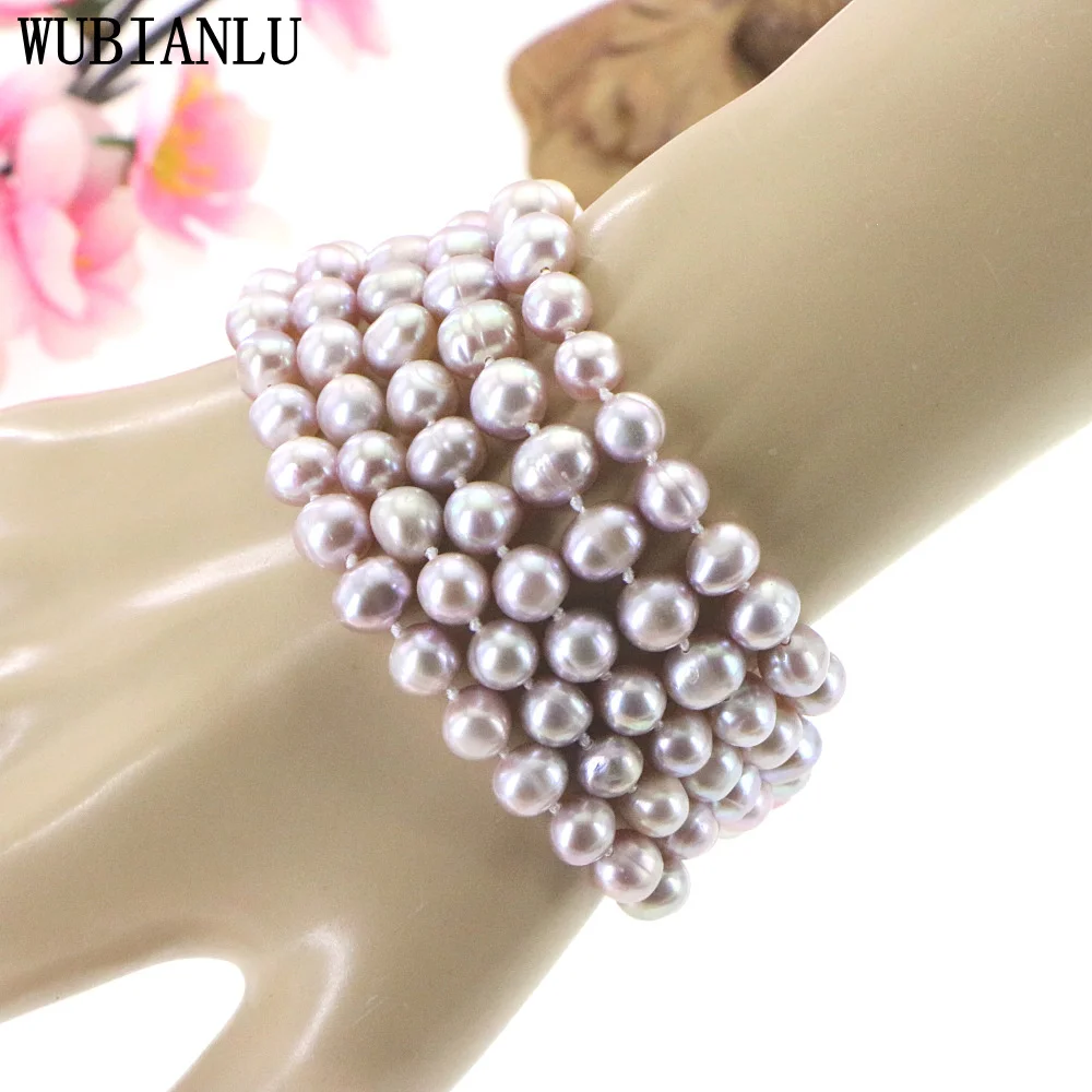 

New 5 Row 7-8mm Natural Freshwater Pearl Bracelet For Women In Charm Fashionable Multi-color Pptional Christmas Gift T257