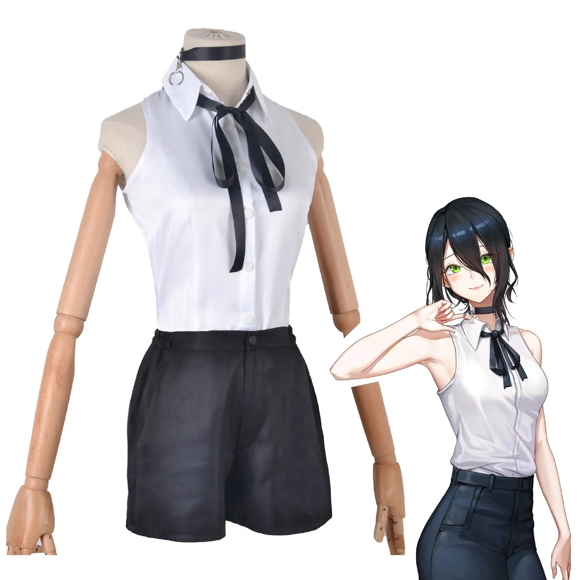 

Chainsaw Man Anime Reze Cosplay Cosplay Costume Bomb Shirt Outfits Tie Short Neck Ring Reze Wig Halloween Clothing for Girls