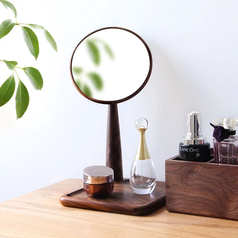 Solid Wood Makeup Mirror Universal Vanity Mirror with Black Walnut Storage Tray High-Definition Round Cosmetic Mirror
Solid Wood Makeup Mirror Universal Vanity Mirror with Black Walnut Storage Tray High-Definition Round Cosmetic Mirror