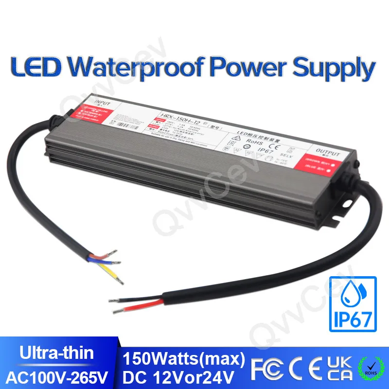 150W LED Driver DC12V DC24V IP67 Waterproof Lighting Transformers for Outdoor Lights Power Supply AC100-265V 150W
150W LED Driver DC12V DC24V IP67 Waterproof Lighting Transformers for Outdoor Lights Power Supply AC100-265V 150W
