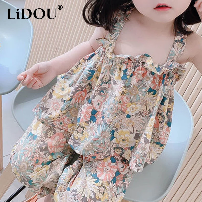 Summer New Kawaii Fashion Kids Outfit Girls' Clothes Suit Cute Sweat Floral Baby Children's Sets Suspender Top+ Nine-Point Pants
Summer New Kawaii Fashion Kids Outfit Girls' Clothes Suit Cute Sweat Floral Baby Children's Sets Suspender Top+ Nine-Point Pants