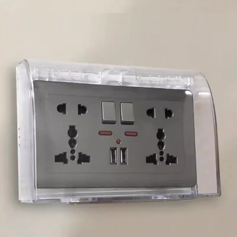 

146 UK Waterproof Splash Box for Wall Sockets White Transaparent Protection Cover for Washroom Sockets